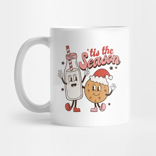 Retro Christmas Tis the Season Milk and Cookies by Nova Studio Designs